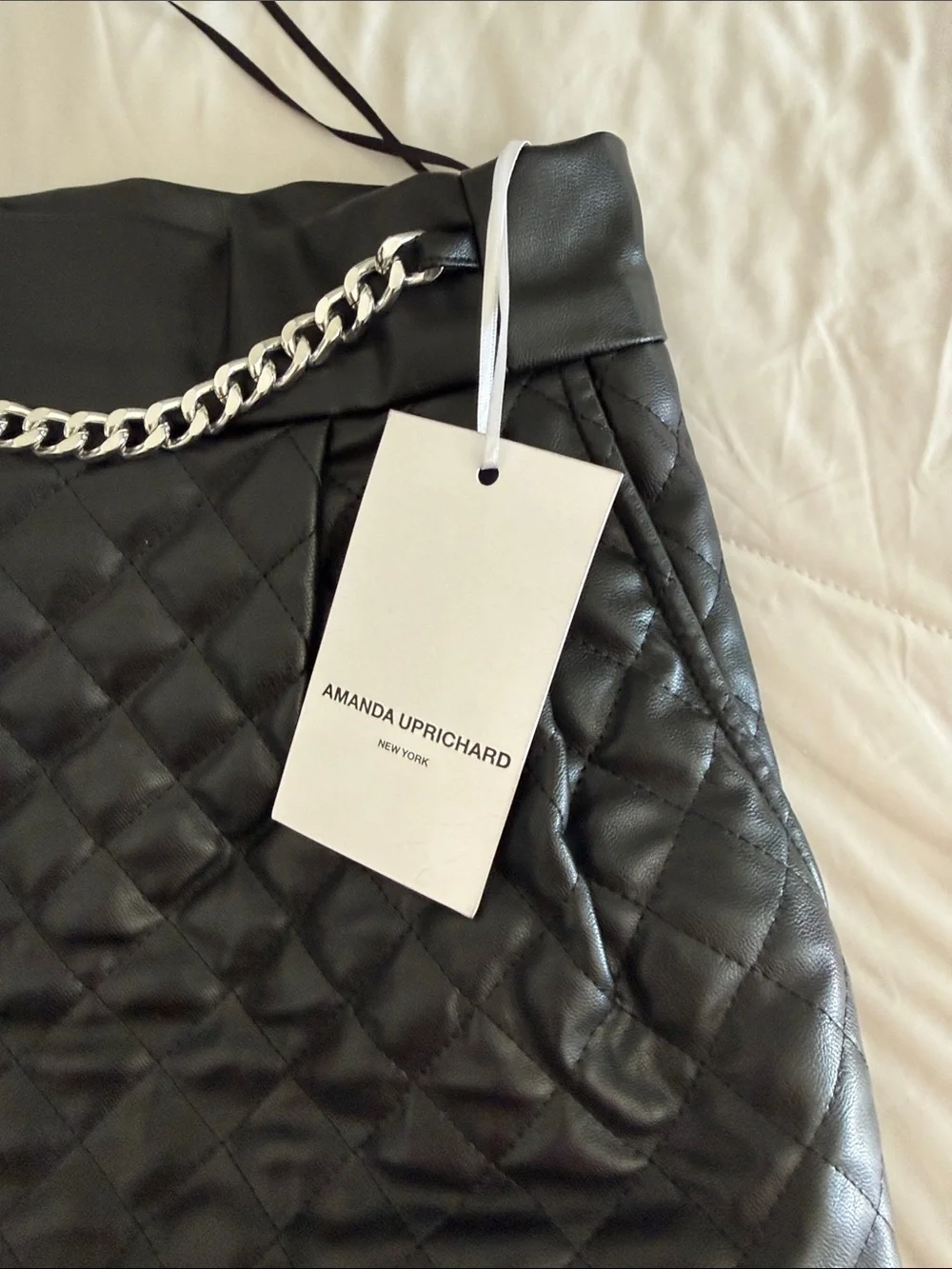 Amanda Uprichard Black Quilted A-Line Mini Skirt